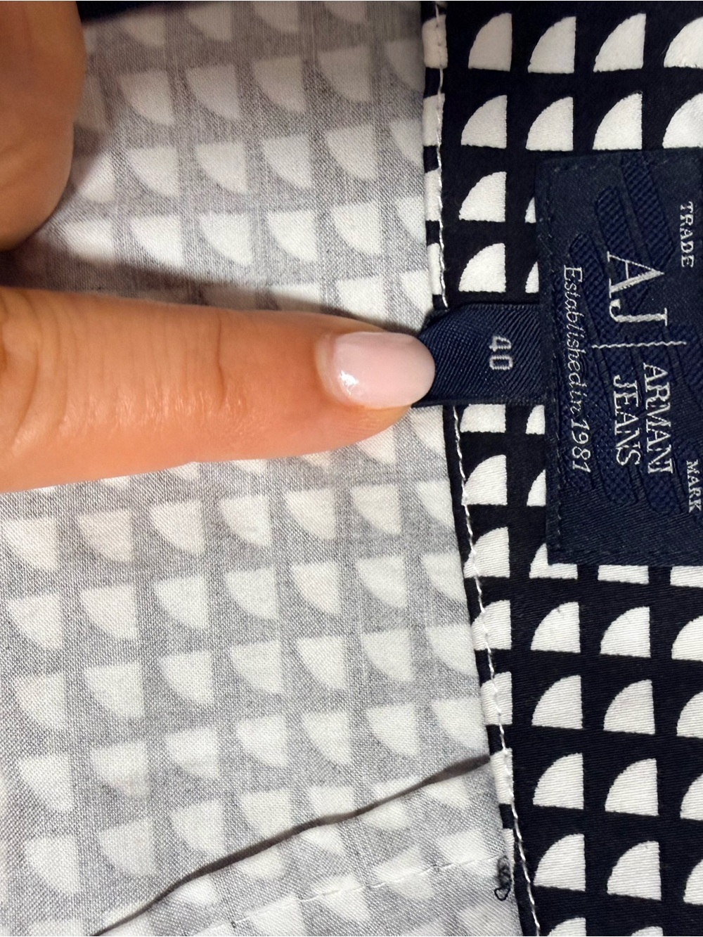 Armani Jeans Black and White Geometric Print Skirt